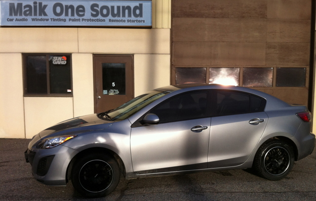 2011 Mazda3 with professional window tint in North Bay